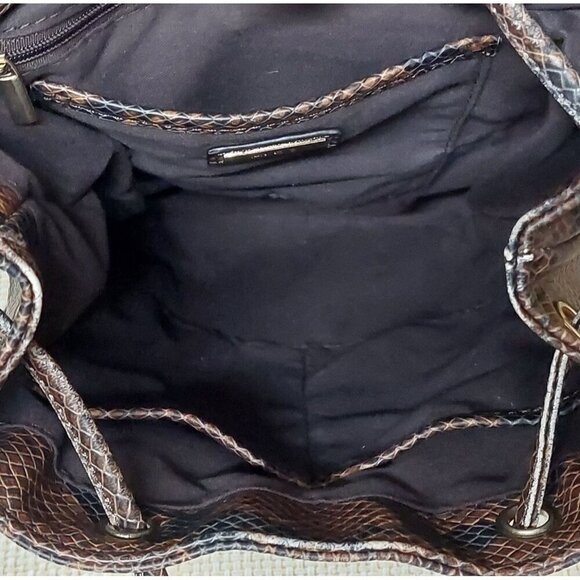 ALDO Brown & Gold Snakeskin Print Faux Leather Backpack Adjustable Straps - Picture 5 of 14